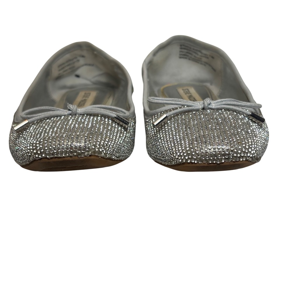 Steve Madden Ballet Flats 7.5 Silver Rhinestone Bow Sparkle Party Glam Y2K - Picture 7 of 11